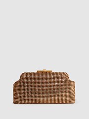 Reiss Peach Adaline Embellished Clutch Bag - Image 1 of 6