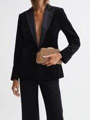 Reiss Peach Adaline Embellished Clutch Bag - Image 6 of 6