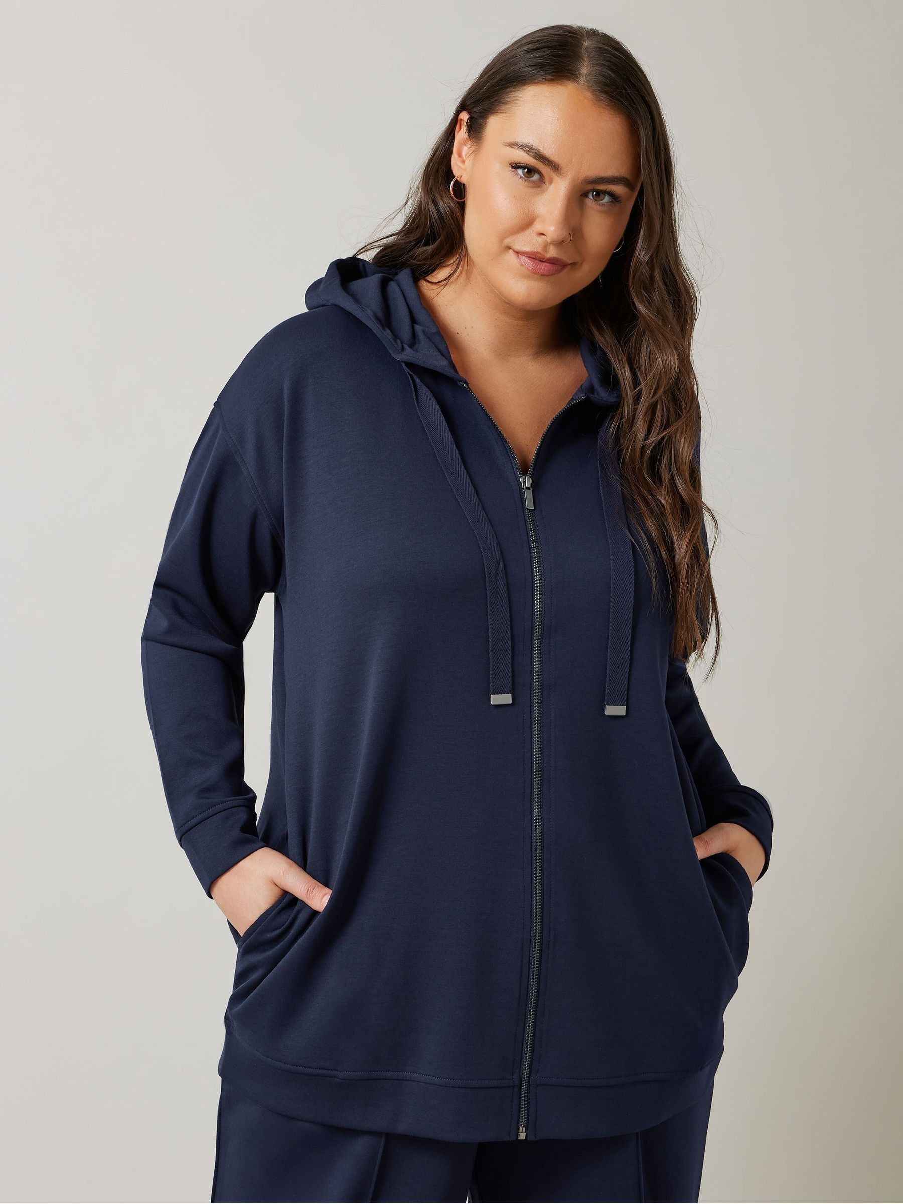 Evans Women's Dark Navy Zip Through Hoodie In | Size: 30-32 - Image 4