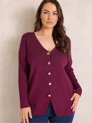 Evans Red Premium Button Cardigan - Image 1 of 6