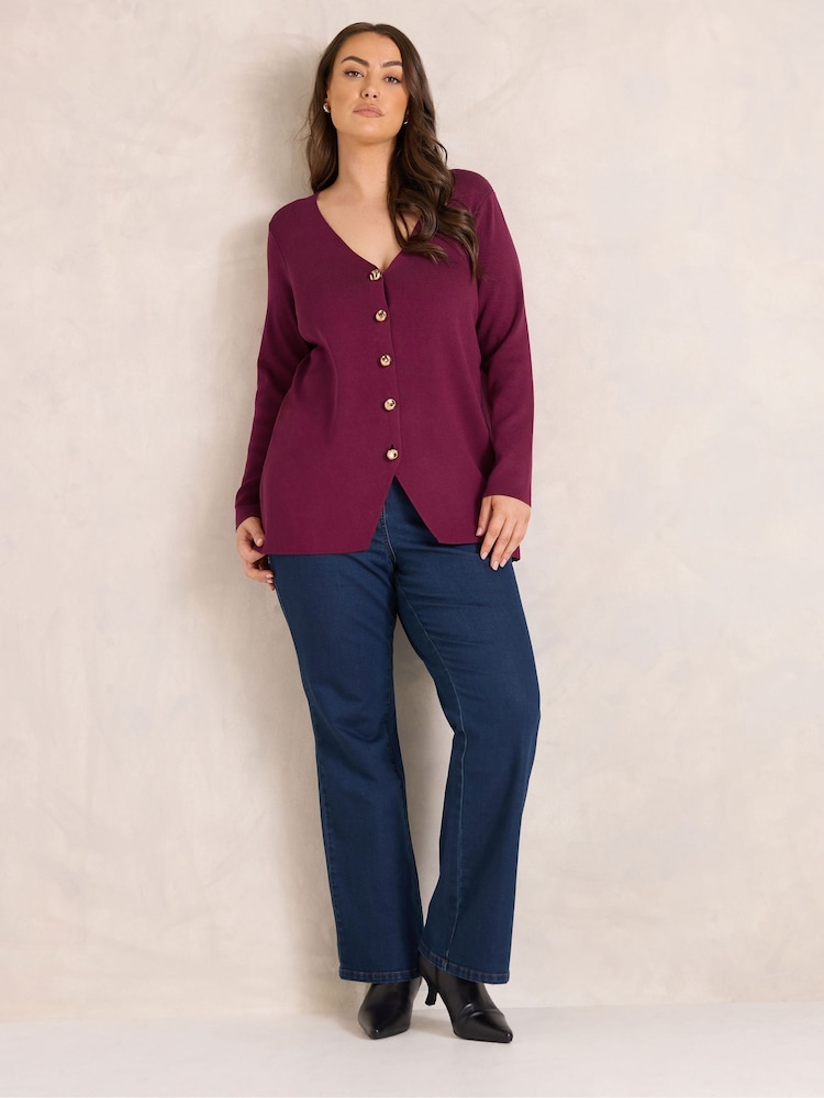 Evans Red Premium Button Cardigan - Image 2 of 6 Evans Red Premium Button Cardigan - Image 2 of 6