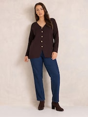 Evans Brown Premium Button Cardigan - Image 2 of 6