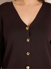 Evans Brown Premium Button Cardigan - Image 4 of 6