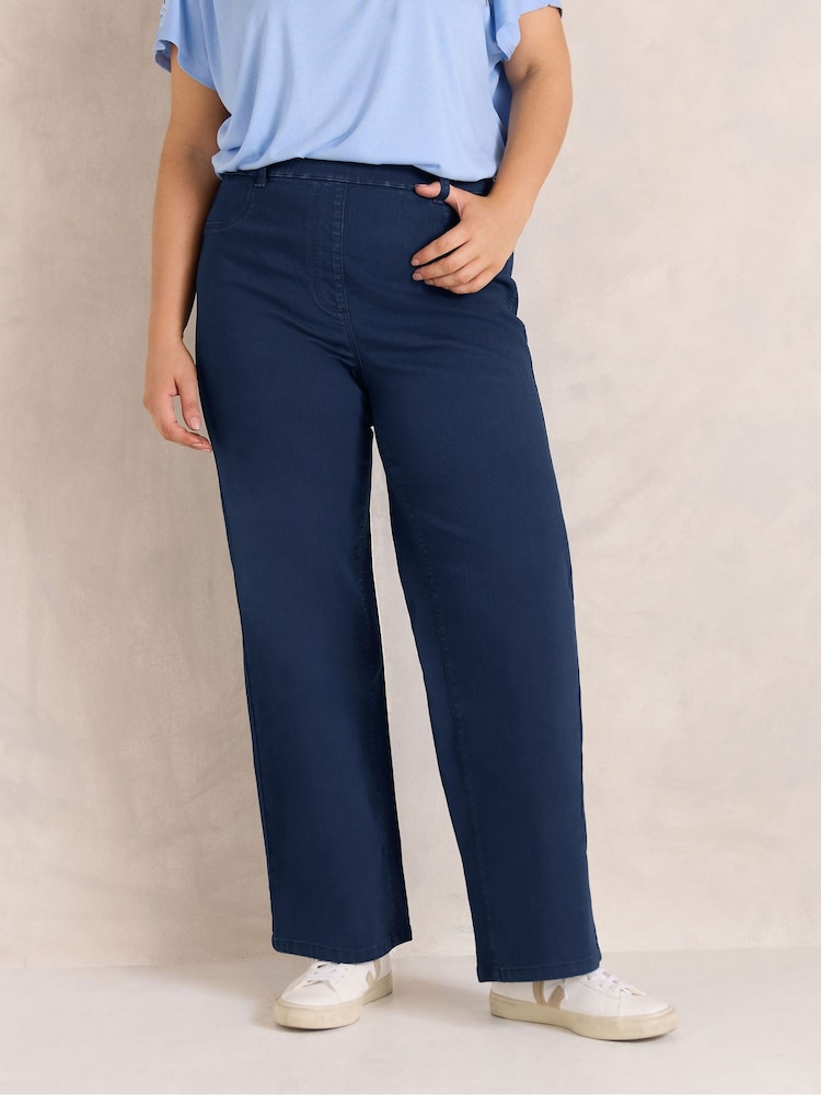Evans Indigo Blue Wide Leg Jeggings - Image 1 of 6 Evans Indigo Blue Wide Leg Jeggings - Image 1 of 6