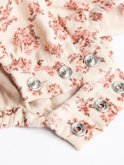 Rust Brown/ Cream Floral Baby Crochet Bloomer 100% Cotton Romper (0-18mths) - Image 7 of 8