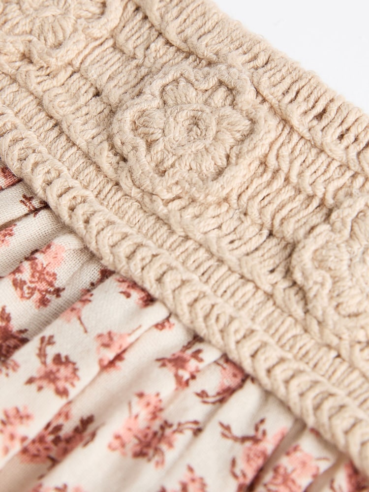 Rust Brown/ Cream Floral Baby Crochet Bloomer 100% Cotton Romper (0-18mths) - Image 8 of 8