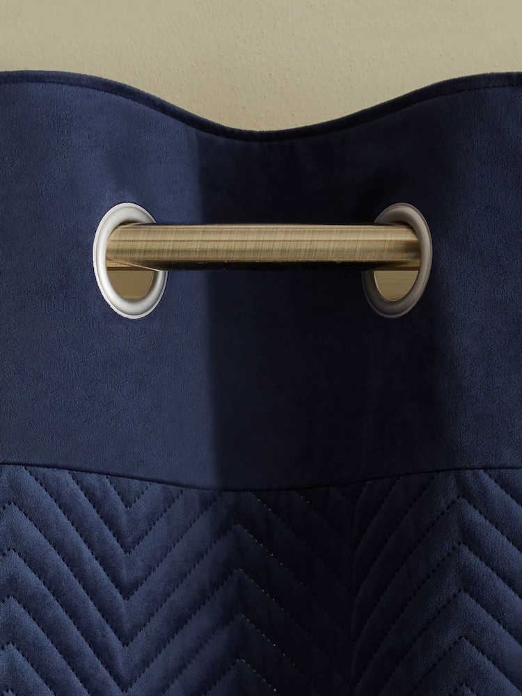 Navy Blue Madison Blackout/Thermal Eyelet Curtains - Image 5 of 7