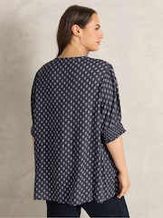 Evans Dobby-kudos Solmio kaula-aukollinen pintuck-Pusero - Kuva 2 / 6