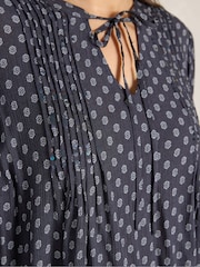 Evans Dobby-kudos Solmio kaula-aukollinen pintuck-Pusero - Kuva 4 / 6