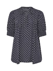 Evans Dobby-kudos Solmio kaula-aukollinen pintuck-Pusero - Kuva 6 / 6
