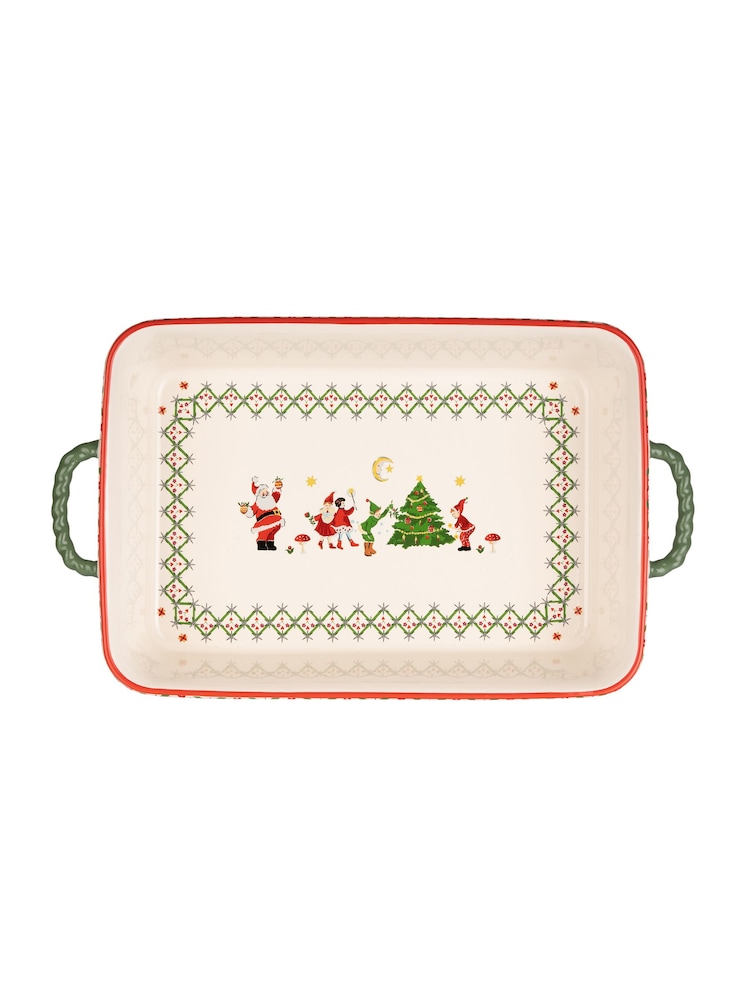 Cath Kidston Cream Christmas Rectangular Roaster - Image 1 of 4