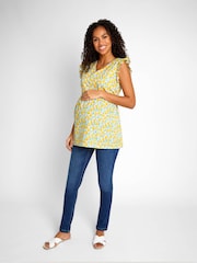 JoJo Maman Bébé Yellow Lemon Floral Print 100% Cotton Blouse - Image 2 of 5