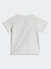 adidas White/Green Kids 100% Cotton Shorts T-Shirt Set - Image 6 of 7