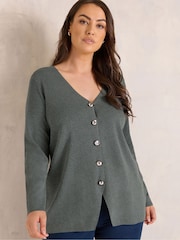 Evans Grey Premium Button Cardigan - Image 1 of 6