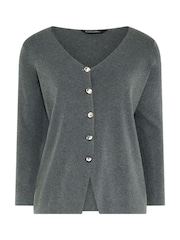 Evans Grey Premium Button Cardigan - Image 5 of 6
