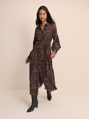 Nobodys Child Brown Leopard Print Brooklyn Shirt Midi Dress - Image 1 of 5