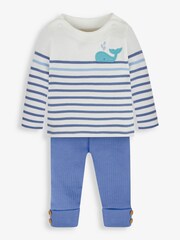 JoJo Maman Bébé Indigo Blue Breton Top & Rib Leggings Set - Image 2 of 6