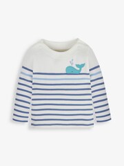 JoJo Maman Bébé Indigo Blue Breton Top & Rib Leggings Set - Image 3 of 6