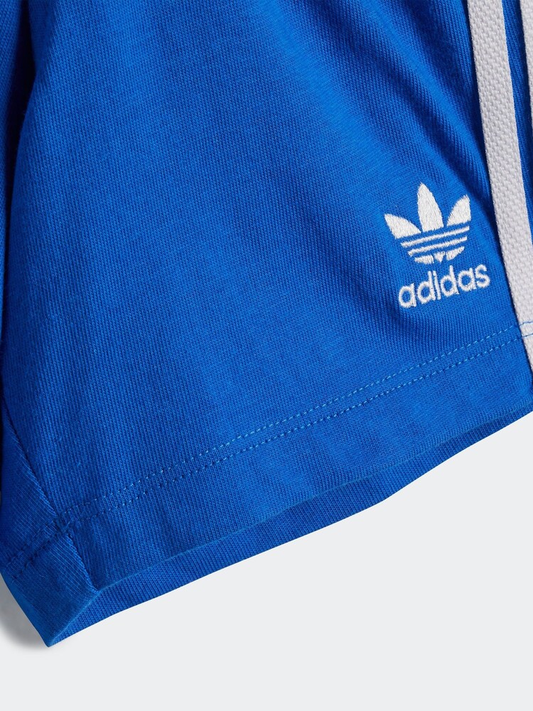 adidas White/Blue Kids 100% Cotton Shorts T-Shirt Set - Image 7 of 7
