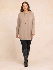 Evans Natural Luxe Zip Detail Sweatshirt - Image 1 of 5