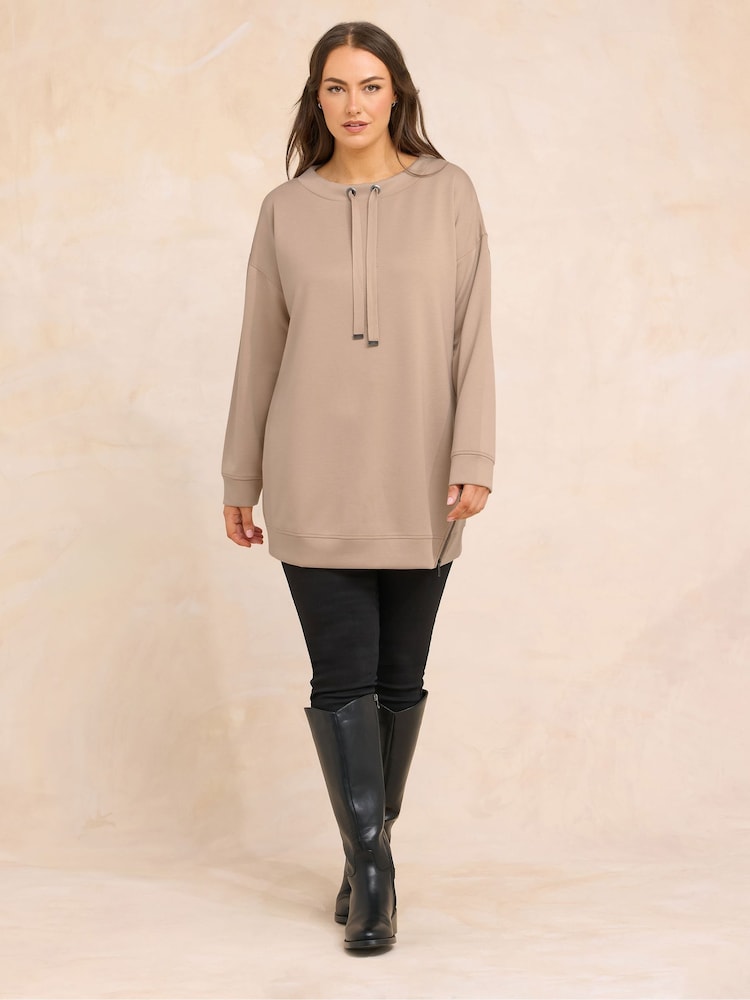 Evans Natural Luxe Zip Detail Sweatshirt - Image 1 of 5 Evans Natural Luxe Zip Detail Sweatshirt - Image 1 of 5