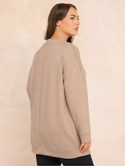 Evans Natural Luxe Zip Detail Sweatshirt - Image 2 of 5