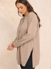 Evans Natural Luxe Zip Detail Sweatshirt - Image 3 of 5