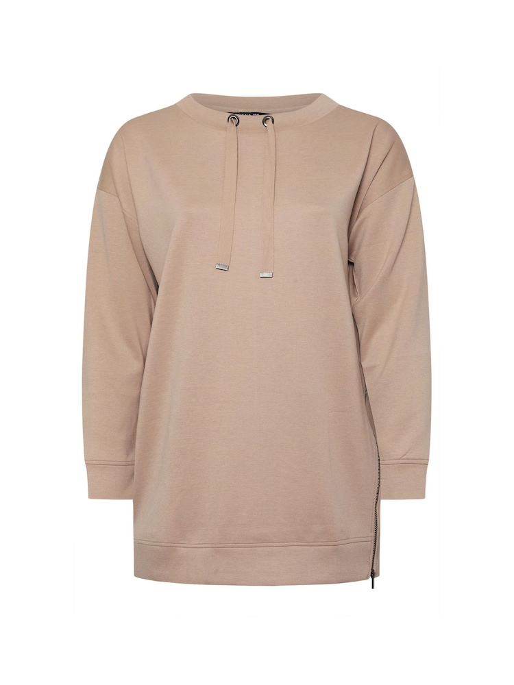 Evans Natural Luxe Zip Detail Sweatshirt - Image 5 of 5 Evans Natural Luxe Zip Detail Sweatshirt - Image 5 of 5