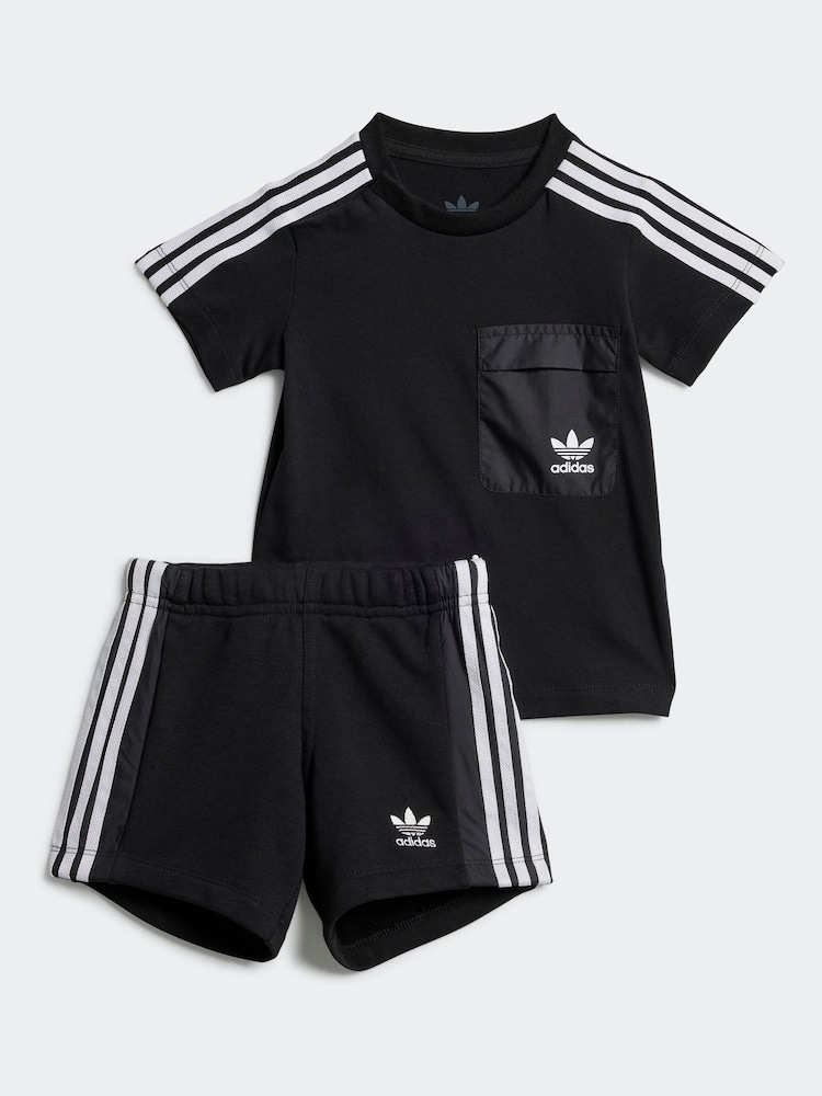 adidas Black 100% Cotton Shorts T-Shirt Set - Image 1 of 7