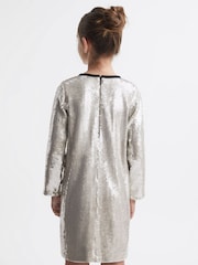 Reiss Silver Leon Sequin Bow Dress - Image 4 of 5