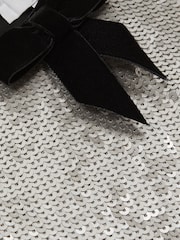 Reiss Silver Leon Sequin Bow Dress - Image 5 of 5