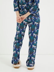 FatFace Blue Stevie Snow Leopard Pyjama Trousers - Image 2 of 5