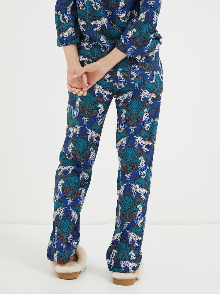 FatFace Blue Stevie Snow Leopard Pyjama Trousers - Image 2 of 5