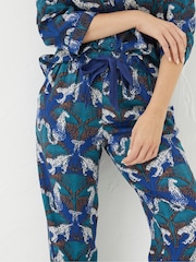 FatFace Blue Stevie Snow Leopard Pyjama Trousers - Image 4 of 5