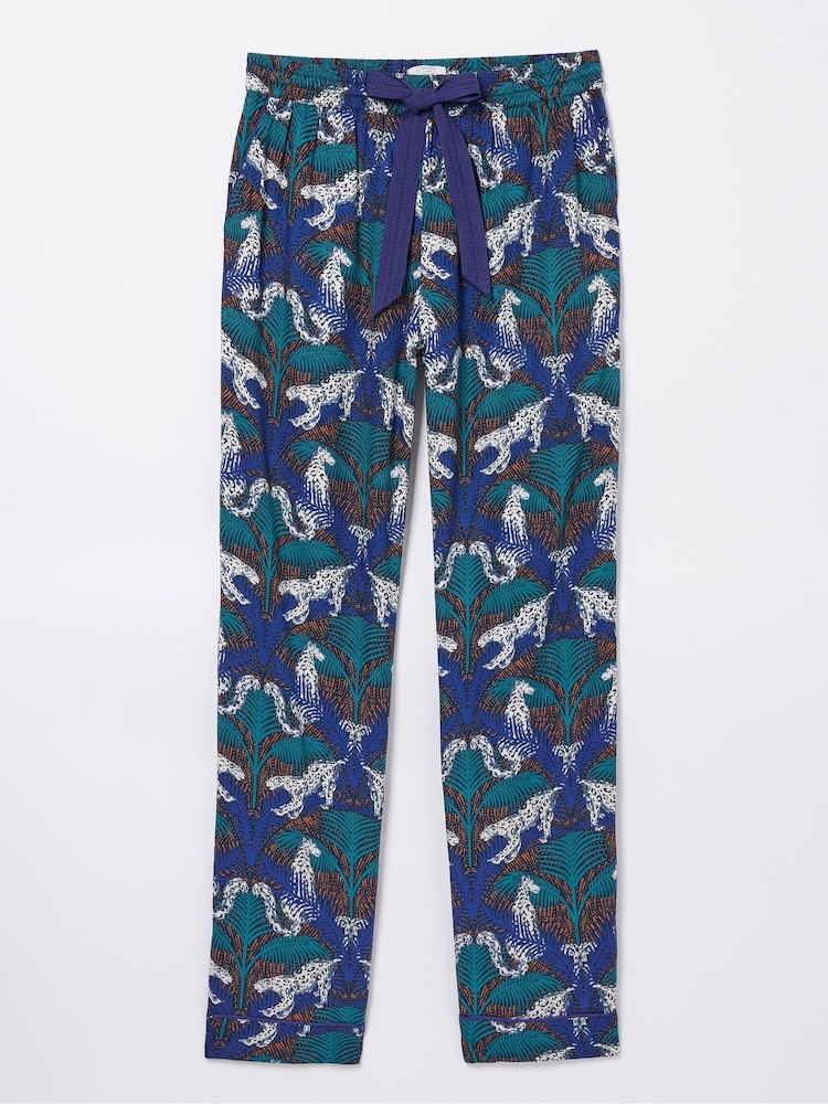 FatFace Blue Stevie Snow Leopard Pyjama Trousers - Image 5 of 5