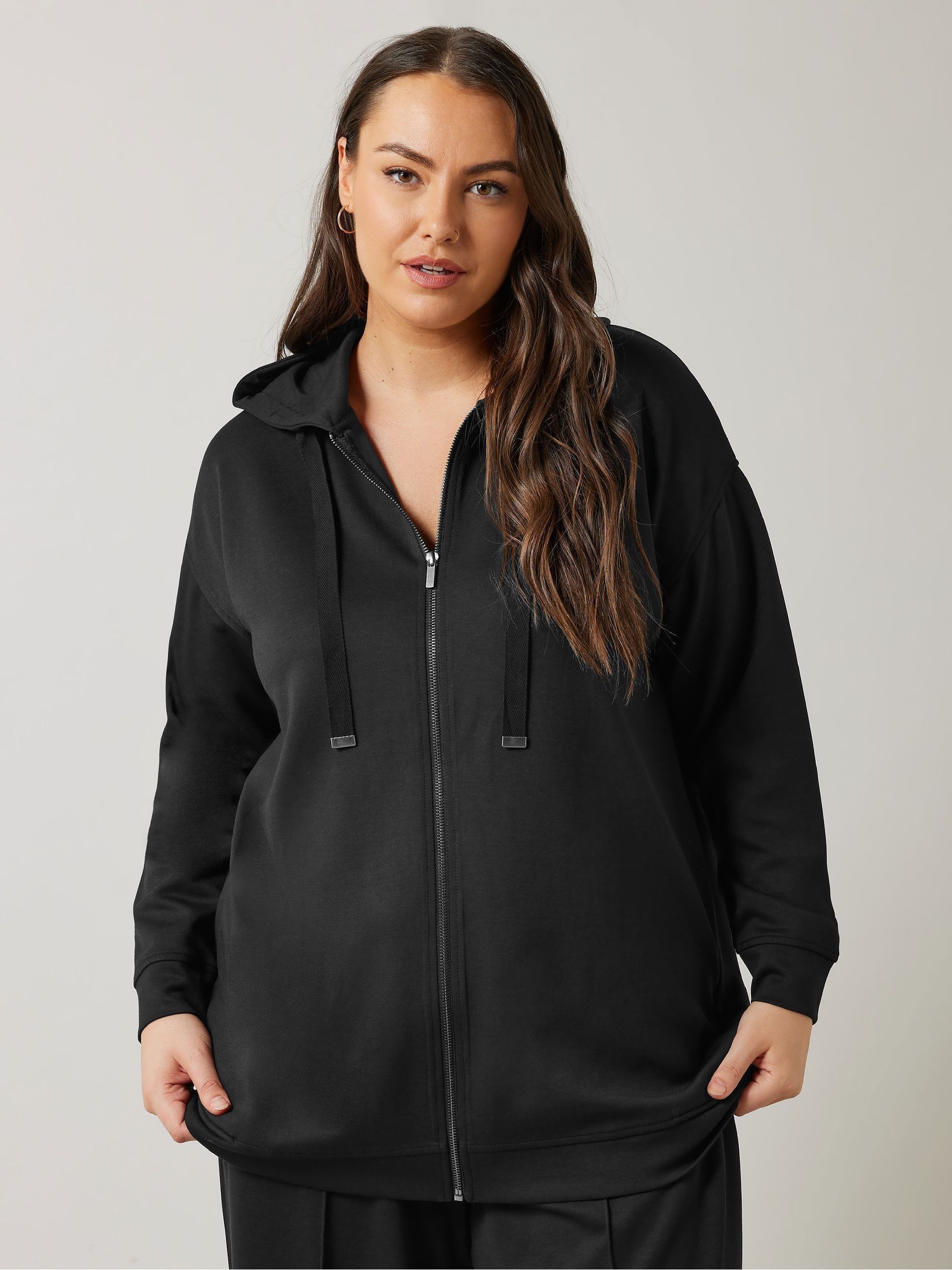 Evans Women's Black Luxe Zip Through Hoodie - Image 3