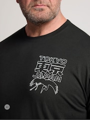 Svart - Lang - BadRhino Big & Tall Tokyo Print Langermet T-skjorte - Bilde 3 av 6