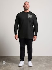 Svart - Lang - BadRhino Big & Tall Tokyo Print Langermet T-skjorte - Bilde 4 av 6