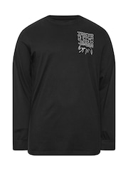 Svart - Lang - BadRhino Big & Tall Tokyo Print Langermet T-skjorte - Bilde 5 av 6