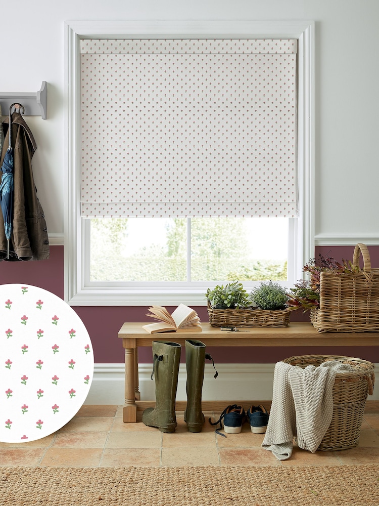 Laura Ashley Peony Pink Wood Violet Made to Measure 100% Cotton Roman Blinds - Image 1 of 6