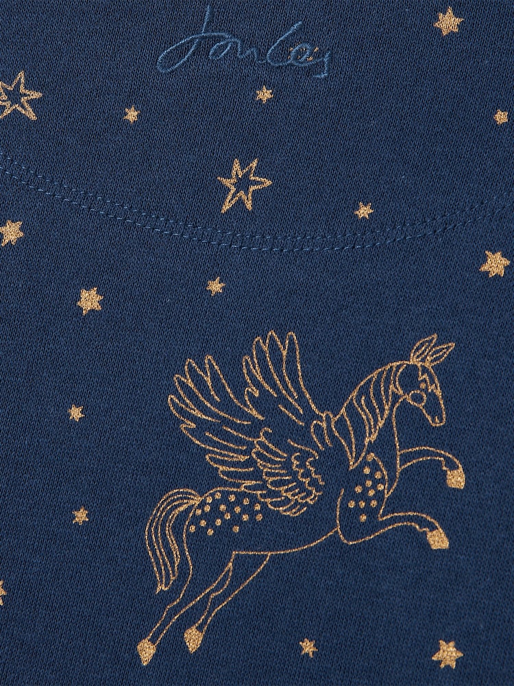 Joules Fairdale Luxe Navy Blue Quarter Zip Printed Sweatshirt with Fleece Lining - Image 5 of 5