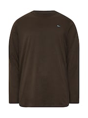 Braun - Regulär - BadRhino Big & Tall Deliscio Langarm-T-Shirt - Bild 5 von 6