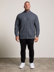 BadRhino Big & Tall Blue Full Zip Knitted Jumper - Image 2 of 6