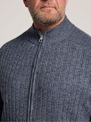 BadRhino Big & Tall Blue Full Zip Knitted Jumper - Image 4 of 6