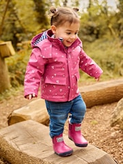 JoJo Maman Bébé Berry Pink Cosy Lined Ankle Wellies - Image 1 of 7