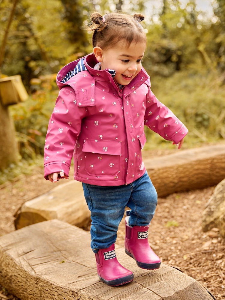 JoJo Maman Bébé Berry Pink Cosy Lined Ankle Wellies - Image 1 of 7