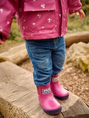 JoJo Maman Bébé Berry Pink Cosy Lined Ankle Wellies - Image 2 of 7