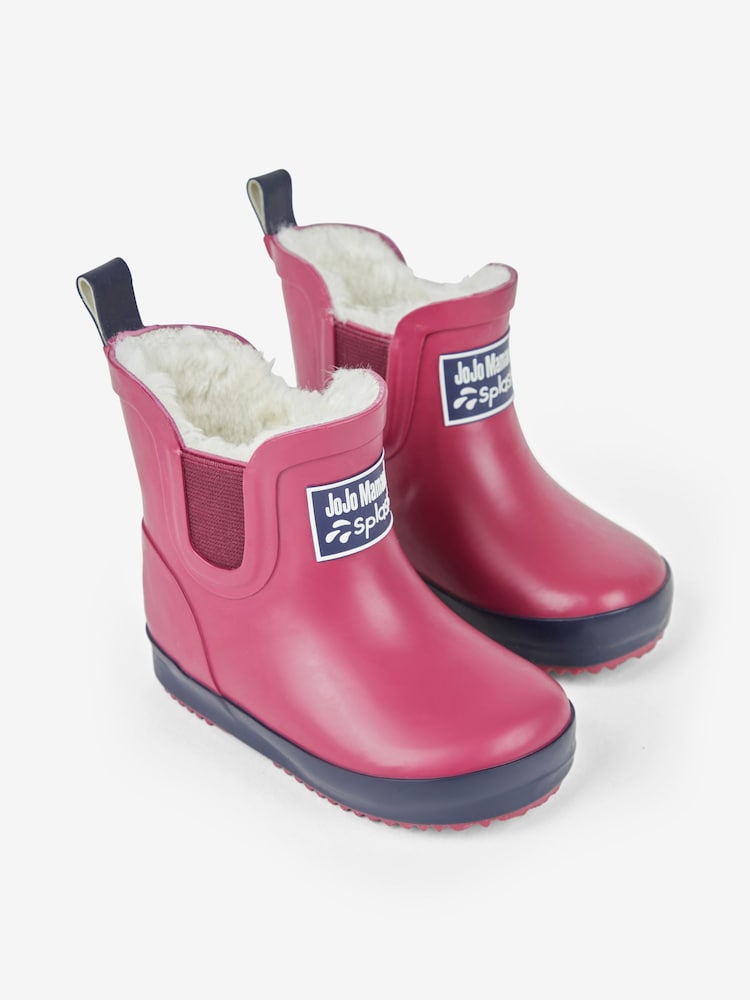 JoJo Maman Bébé Berry Pink Cosy Lined Ankle Wellies - Image 7 of 7