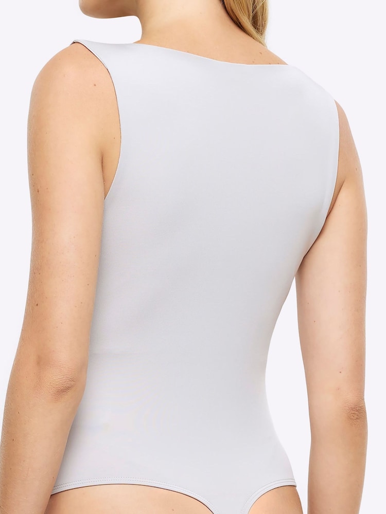 River Island Silver Square Neck Diamante Bodysuit - Image 2 of 4 River Island Silver Square Neck Diamante Bodysuit - Image 2 of 4
