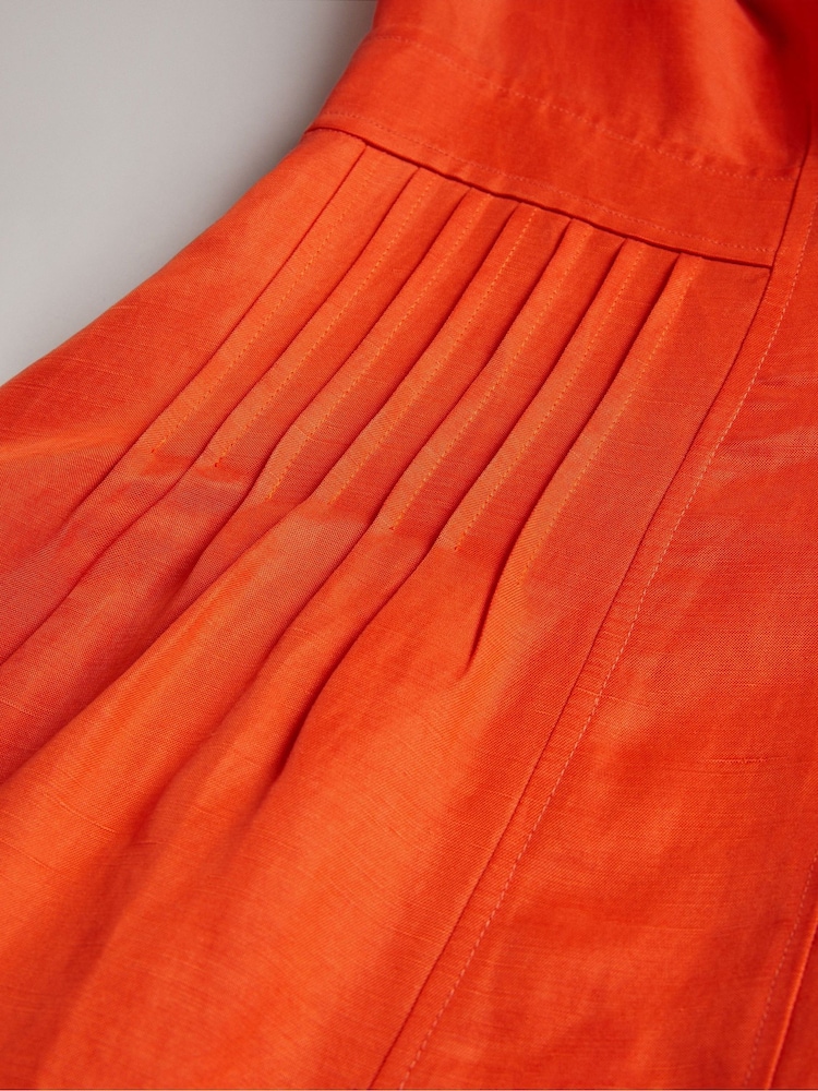 Ted Baker Orange Opalz Fit And Flare Puff Sleeve Midi Dress - Image 5 of 5